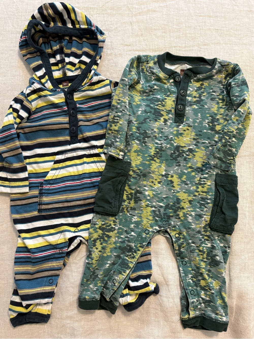 Tea Collection Boys Long Sleeve Romper Bundle Size 3-6M
